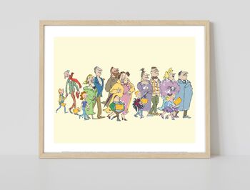 Charlie et la chocolaterie - Roald Dahl (tous les invités de l'usine) - 11X14" Premium Art Print - 1 2