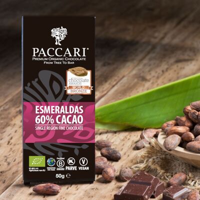 Esmeraldas di cioccolato biologico, 60% di cacao