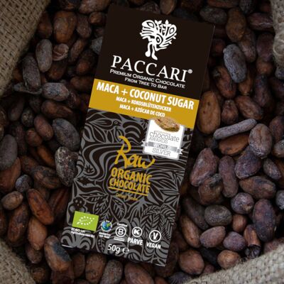 Chocolate Crudo Ecológico 70% Maca y Azúcar de Coco