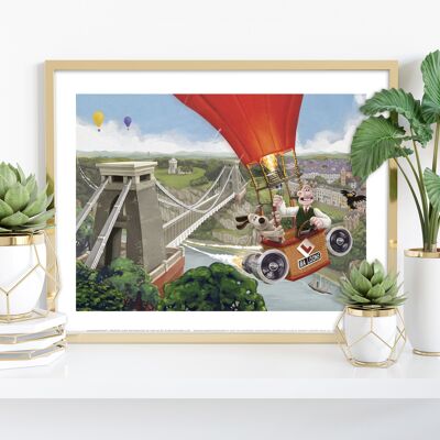 Spaß in einem Heißluftballon an der Clifton Suspension Bridge in der Nähe von Bristol – Premium-Kunstdruck, 27,9 x 35,6 cm