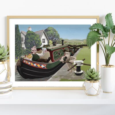 Wallace And Gromit Enjoying A Canal Boat Trip. Countryside - 11X14” Premium Art Print