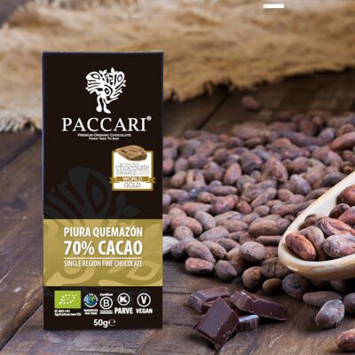 Chocolate orgánico Piura Quemazón, 70% cacao