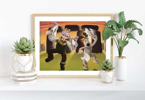 Traditional Morris Dancing At Stonehenge, Wallace And Gromit - 11X14” Premium Art Print