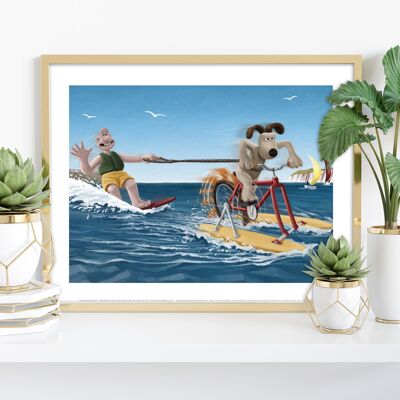 Wallace, Wassersport, Abenteuer und Aktivitäten, Treten Sie in die Pedale, Gromit – Premium-Kunstdruck, 27,9 x 35,6 cm