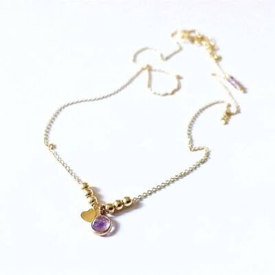 Amethyst ball necklace (Plated silver + English)
