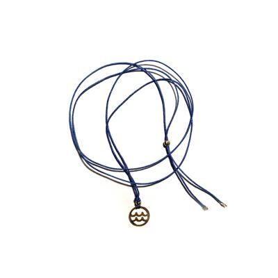 Collana con filo - Zodiaco Acquario (argento placcato oro + francese)