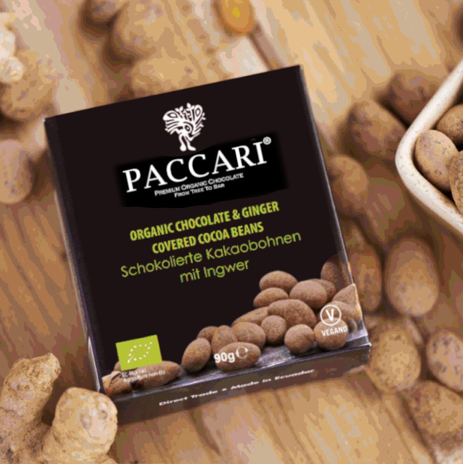 Fave di cacao bio, con cacao in polvere e zenzero