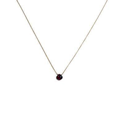 Chain necklace - Garnet (Silver plated + French)