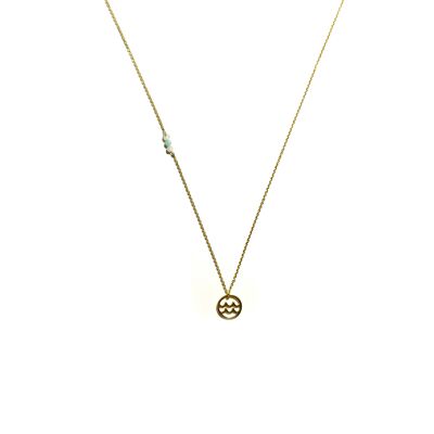 Chain necklace - Zodiac Aquarius (gold plated silver + Spanish)