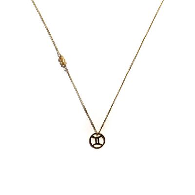 Chain Necklace - Gemini Zodiac (gold plated silver + English)