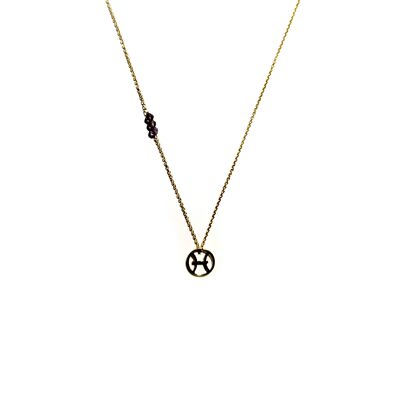 Chain necklace - Zodiac Pisces (gold plated silver + English)