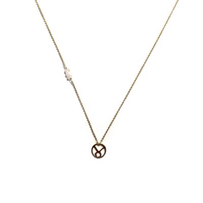 Chain necklace - Zodiac Taurus (gold plated silver + English)