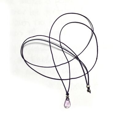 Thread necklace - Amethyst (Plated silver + French + Purple)