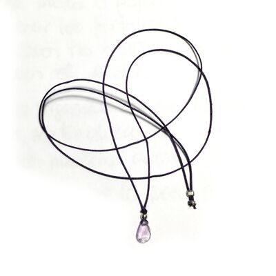 Thread necklace - Amethyst (Silver + French + Brown)