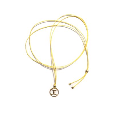 Thread necklace - Zodiac Gemini (gold plated silver + English)