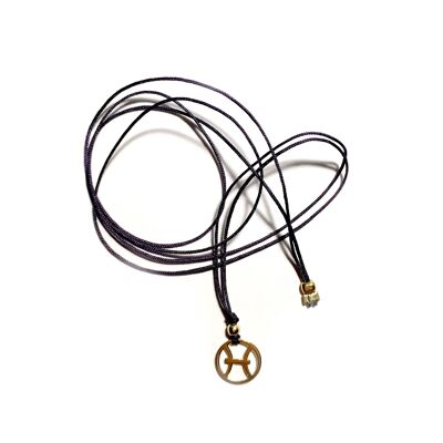 Thread necklace - Zodiac Pisces (gold plated silver + English)
