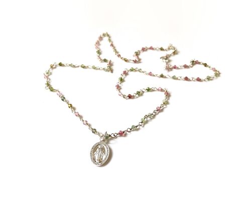 Collar rosario - Virgen Milagrosa (plata + Francés)