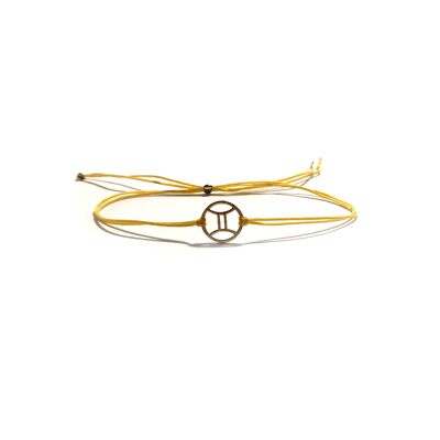 Bracelet - Zodiaque Gémeaux (argent doré + français)