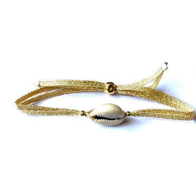 Shell bracelet - Metallic cord (French)