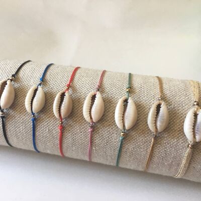 Bracelet coquillage naturel (Argent avec bain d'or + Espagnol)