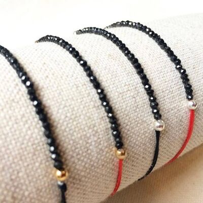 Spinell-Armband (Silber mit Goldbad + Englisch + Rot)