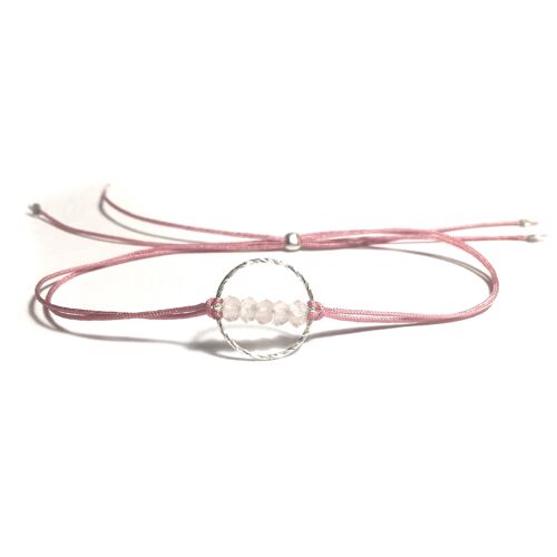 Pulsera Rueda Cuarzo Rosa (Plata + Francés)