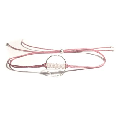 Rose Quartz Wheel Bracelet (Silver + English)