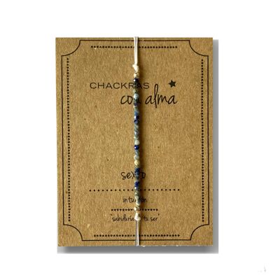 Sechstes Chakra Armband - Intuition (Silber mit Vergoldung + Spanisch)