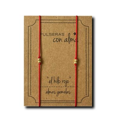 Bracelets fil rouge - Almas Gemelas (argent doré + espagnol)