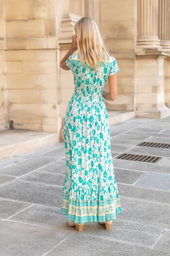 Robe longue à imprimé bohème boutonnée devant 3