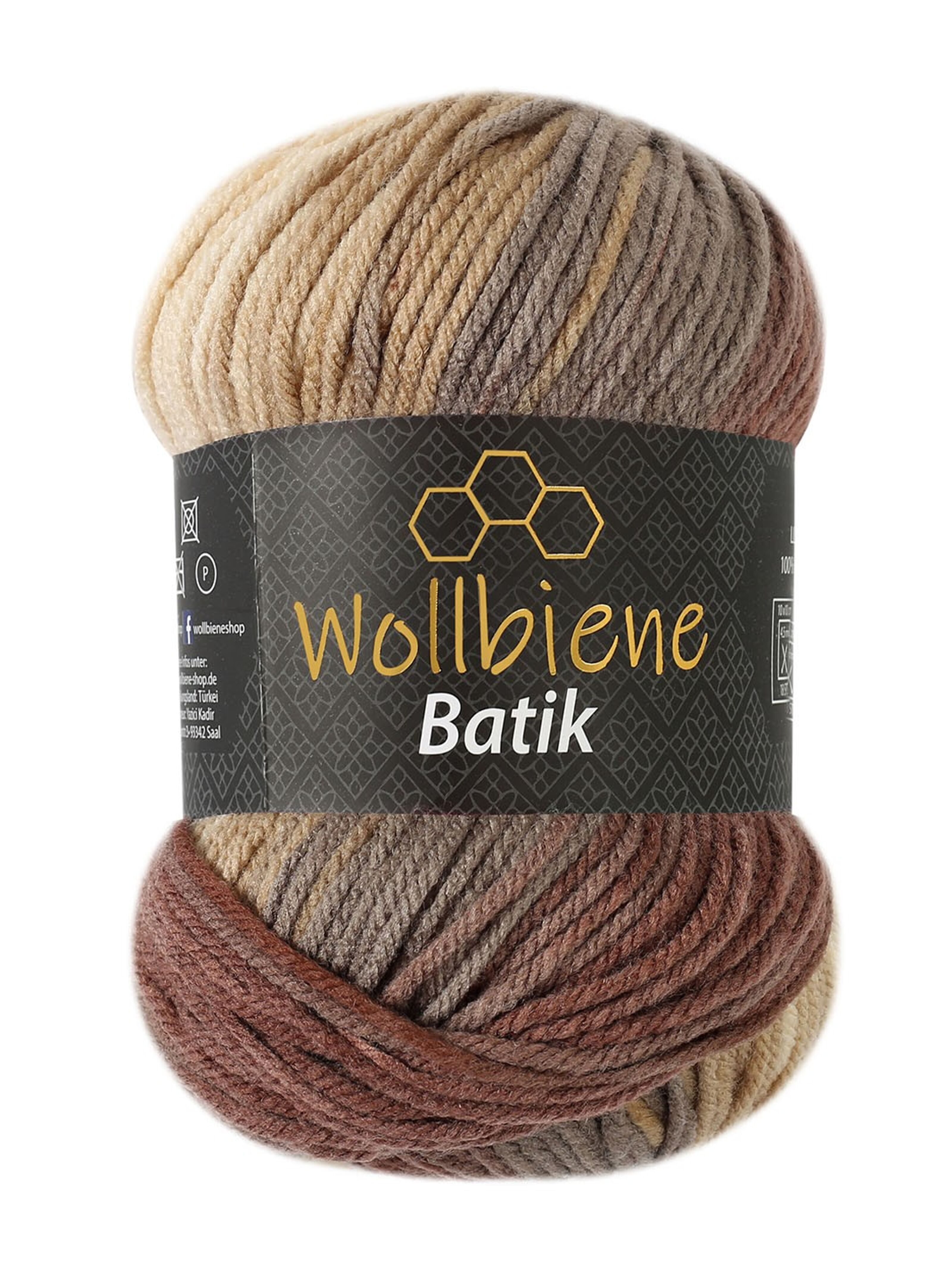 Wollbiene Batik Lot de 5 pelotes de laine de 100 g pour tricot et crochet  (500 g) Multicolore Avec dégradé de couleurs Couleur 5950 bleu, turquoise