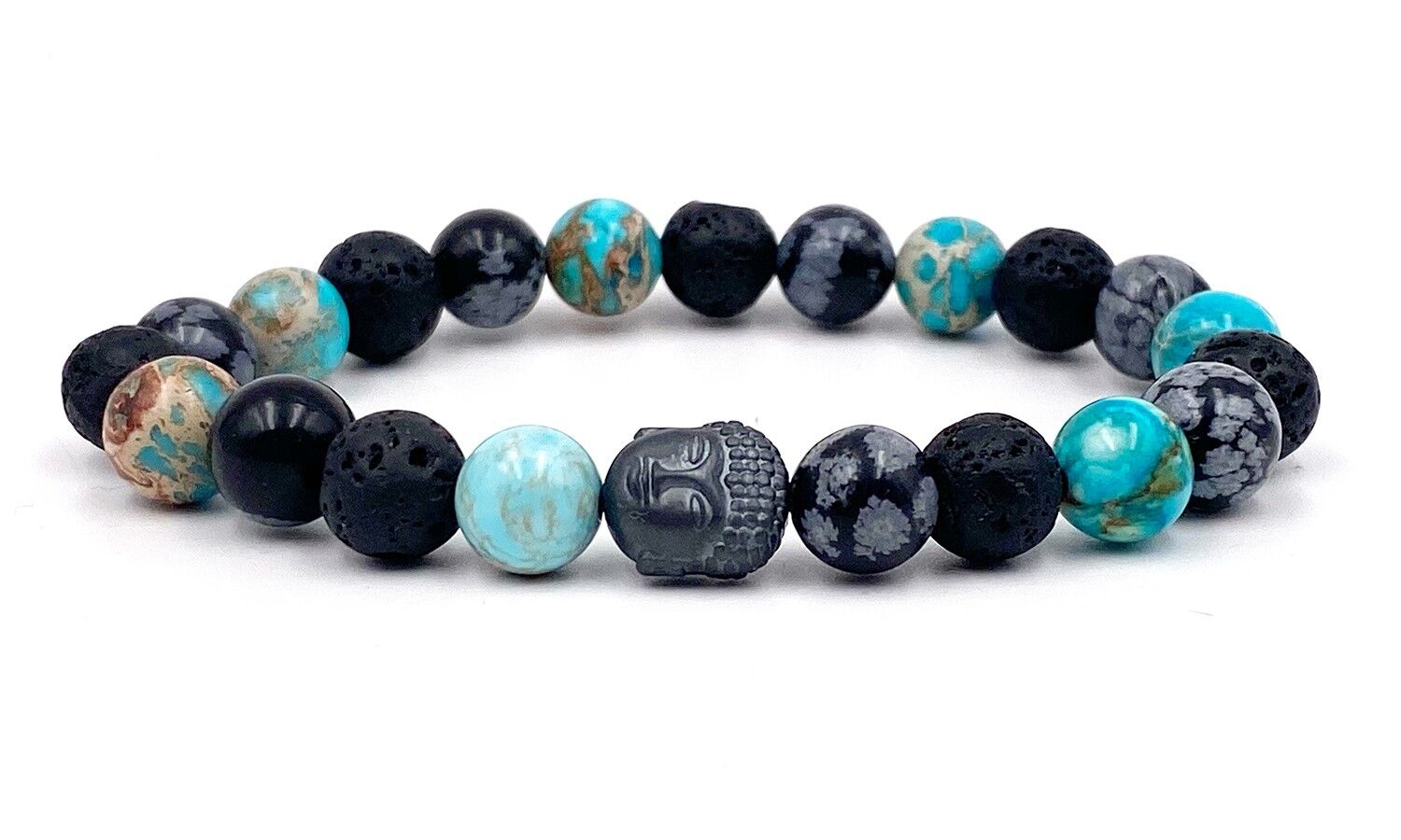 OBSIDIAN, JASPER and LAVA bracelet 8mm
