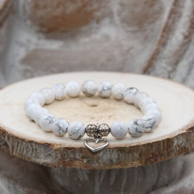 HOWLITE & HEART bracelet 8mm