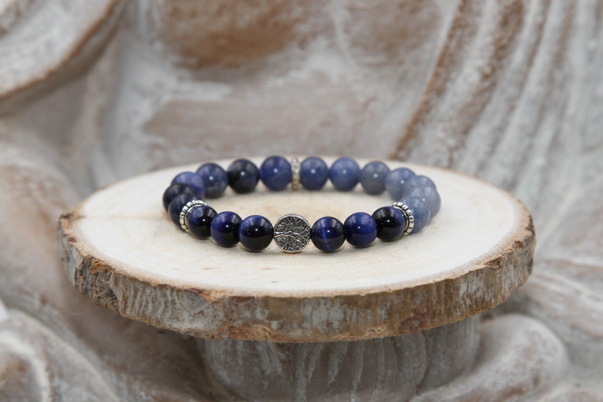 CHILD bracelet Eye of FALCON, SODALITE and AVENTURINE 8mm