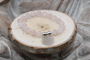 Bracelet QUARTZ ROSE facetté  Bracelet quartz rose facetté 8 mm