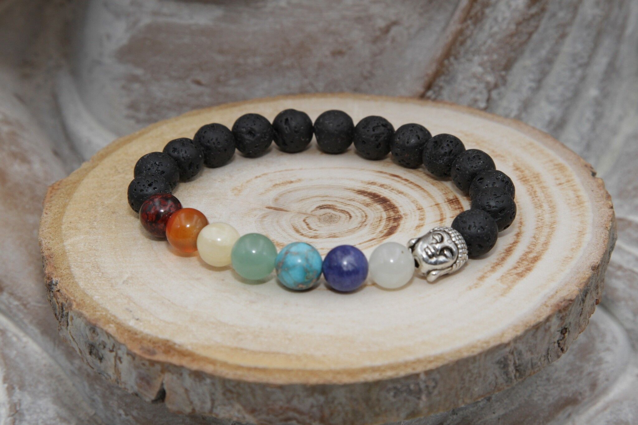 CHAKRAS & LAVA 8mm bracelet