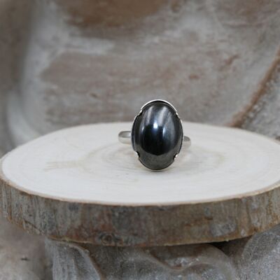 HEMATITE Silver Ring Size 56-60