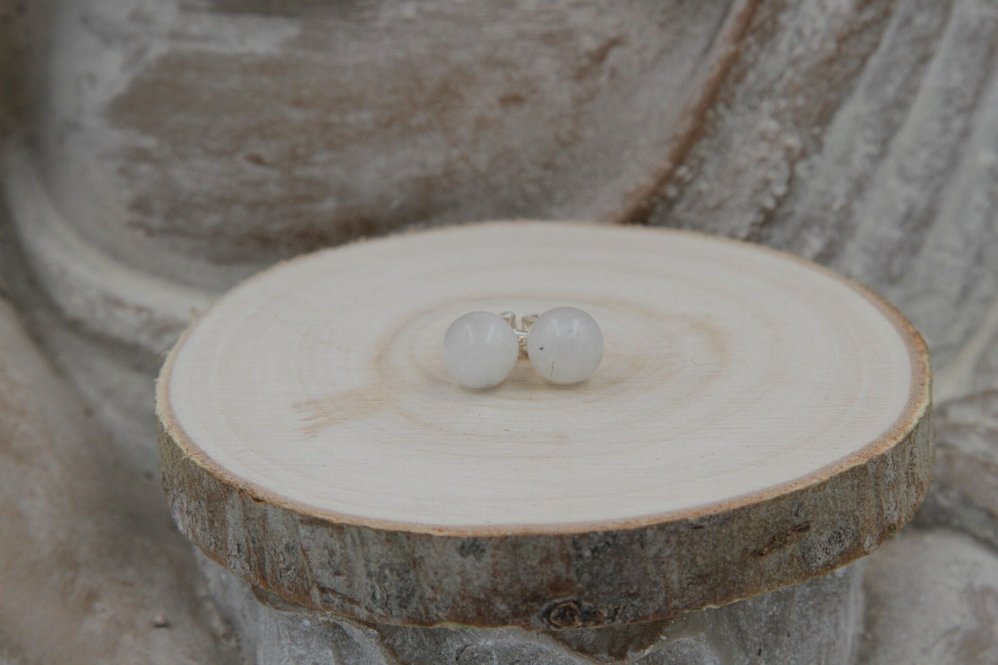 Boucles d'oreilles boules Pierre de Lune 8mm