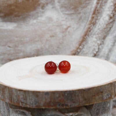 Carnelian ball earrings 8mm