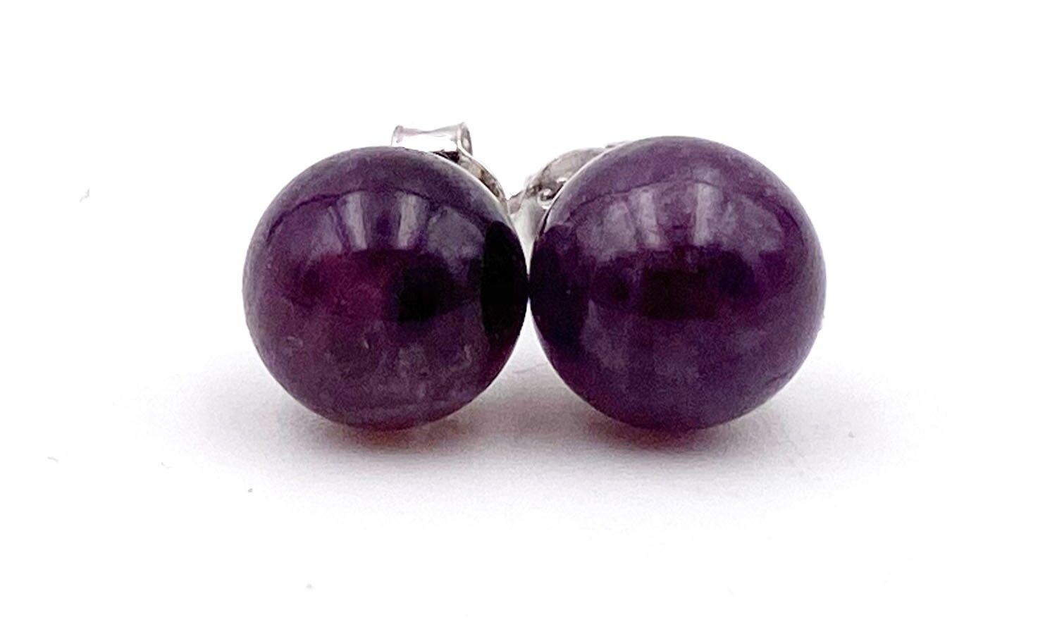 Orecchini a sfera con ametista 8mm