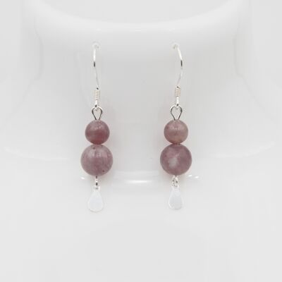 Boucles d'oreilles boules Lepidiolite