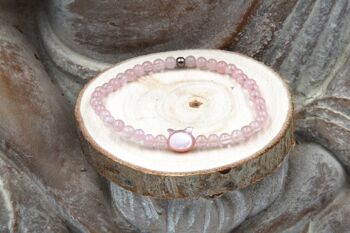 Bracelet Chat Nacre & Quartz Rose