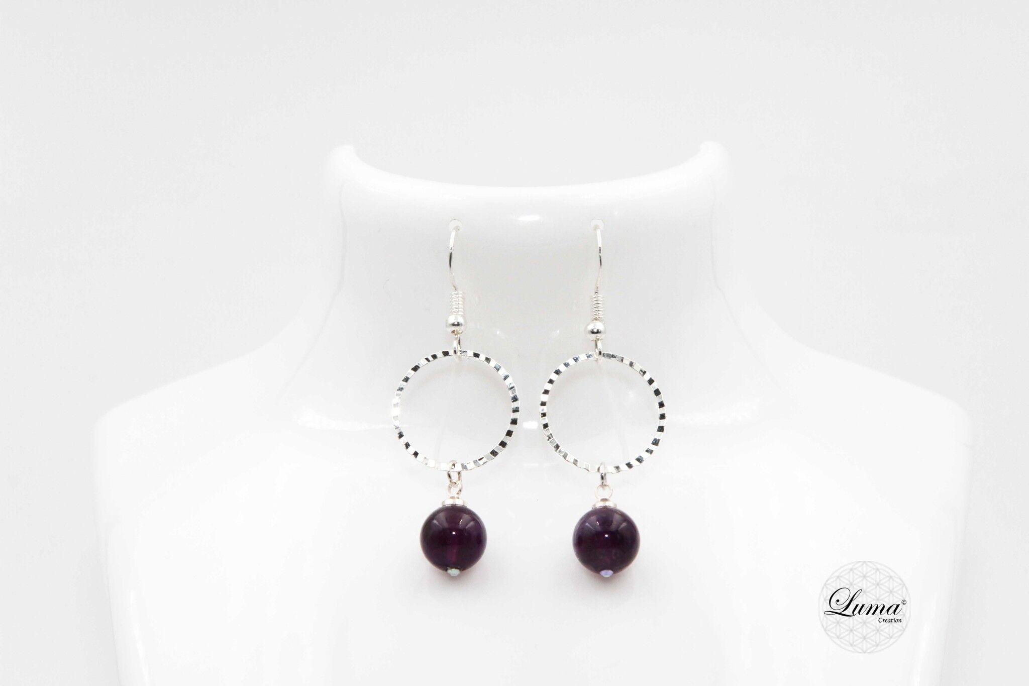 Orecchini AMETISTA scuro da 10 mm