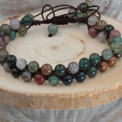 Agate and Jasper Woven Bracelet 6 mm