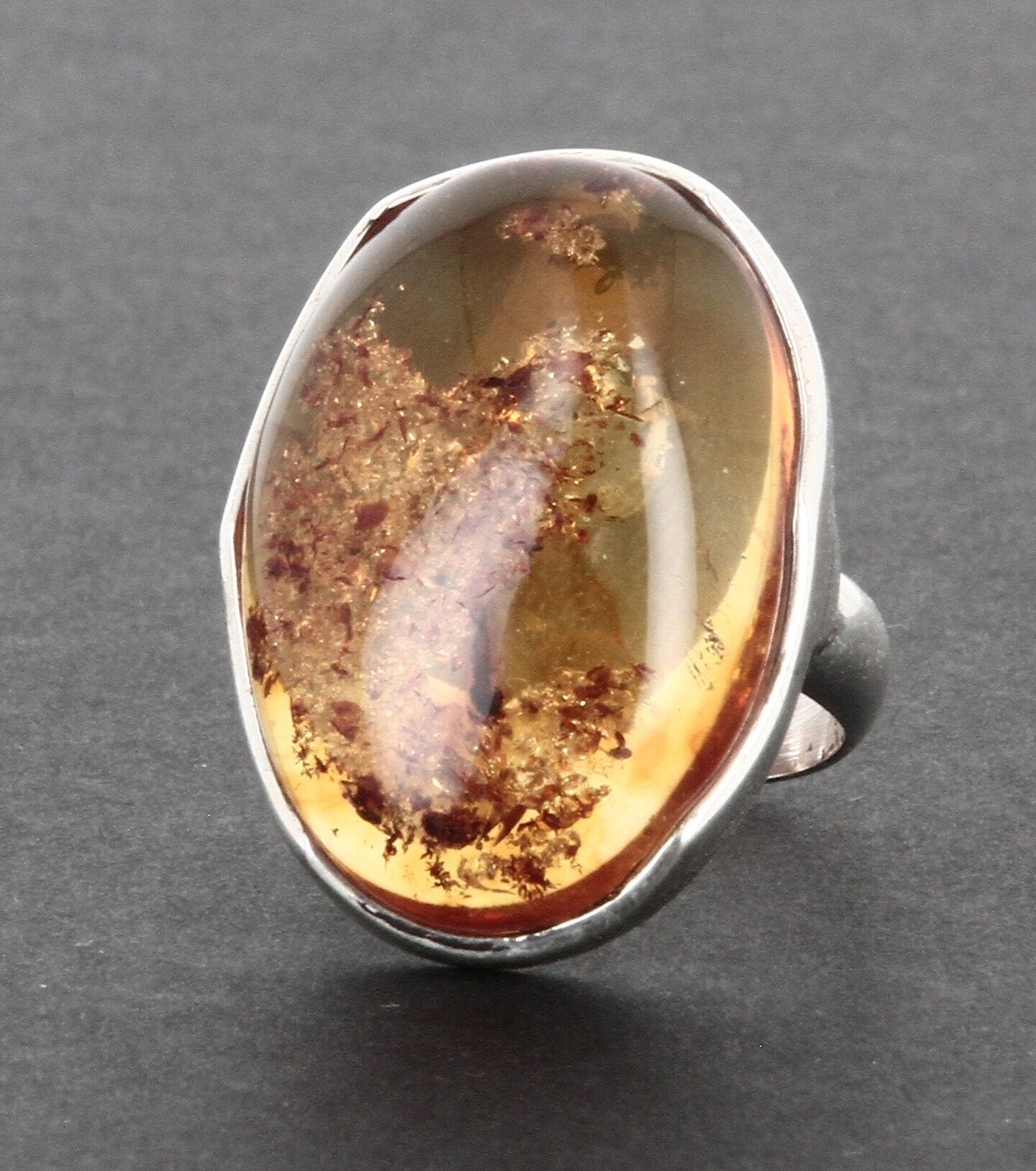 AMBER ring in 925 silver Size 58