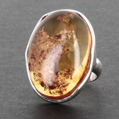 AMBER ring in 925 silver Size 58