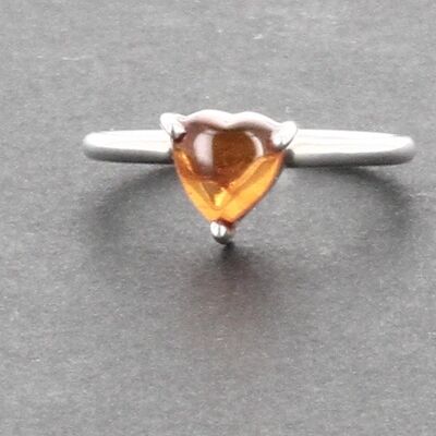AMBER heart ring in 925 silver Size 55