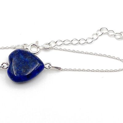 925 Sterling Silver Heart Bracelet Lapis Lazuli Heart Bracelet