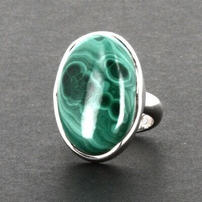 Oval Malachite Ring 925 Silver Malachite Ring