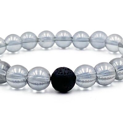 Bracciale Coppia Donna Quarzo Aura Bracciale Angelo Grigio Pietre 8 mm